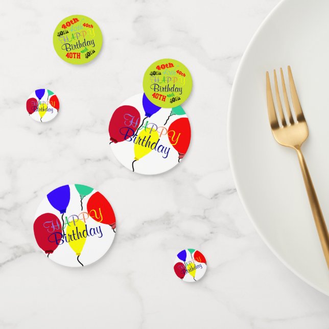 40e Anniversaire Ballons Confetti personnalisé (Groupe)