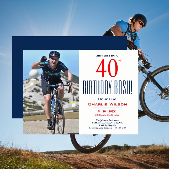 40e anniversaire Bash ! Invitation de fête d'anniv (Créateur téléchargé)