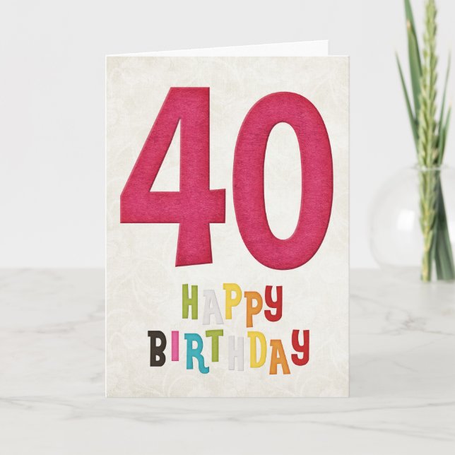 40e anniversaire Bonne carte d'anniversaire Design (Devant)