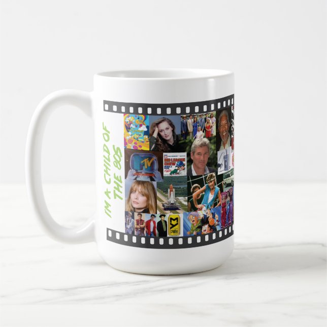 40e anniversaire cadeau, 80s vie photo collage mug (Gauche)