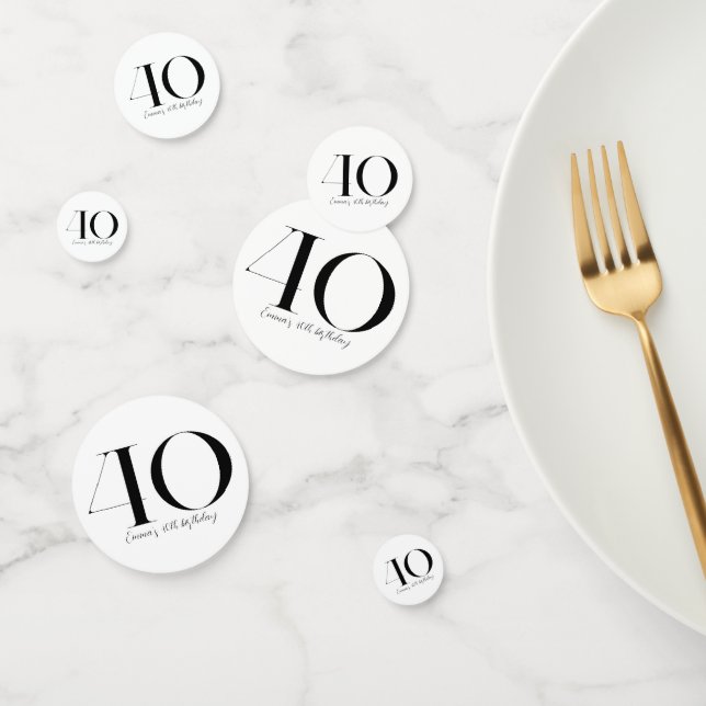40e anniversaire Confetti noir et blanc (Groupe)