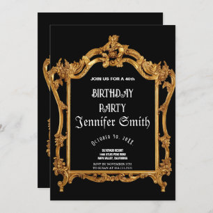 40e anniversaire de fête or Invitation