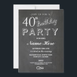 40E ANNIVERSAIRE DE FÊTE SURPRISE INVITATION<br><div class="desc">Invitation de fête d'anniversaire en tableau noir et blanc. Idéal pour toute fête d'anniversaire...  MODIFIEZ SIMPLEMENT LE TEXTE POUR CONVENIR À VOTRE PARTI. Impression arrière incluse.</div>