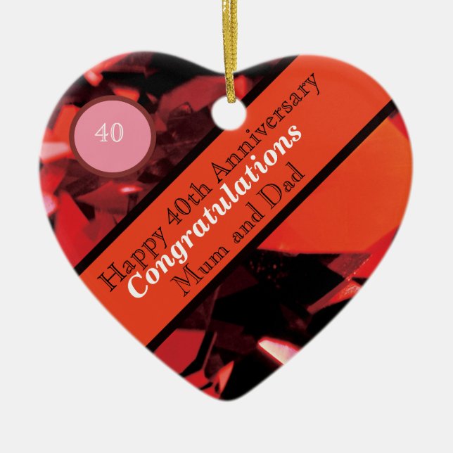 40e anniversaire de Mariage Ornement en céramique  (Devant)