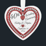 40e anniversaire de Mariage Ruby Diamonds Keepsaké<br><div class="desc">Elégant faux (imprimé) rubis et diamants 50ème Mariage Anniversaire de gardiennage décoration par Holiday Hearts Designs (droits réservés).Des champs Modèles sont fournis pour vous de personnaliser avec vos noms, anniversaire et date. Les styles de police, les tailles et le positionnement peuvent être customisés par le bouton "Personnaliser". Comme indiqué ci-dessus,...</div>