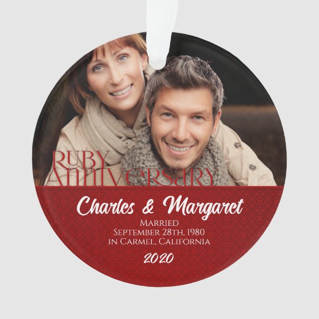 40e anniversaire de Ruby photo rouge et blanc (devant)