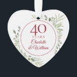 40e anniversaire des Feuilles d'Aquarelle douce<br><div class="desc">Doté de délicats feuilles d'aquarelle douce,  ce design botanique chic du 40e mariage anniversaire peut être personnalisé avec vos informations spéciales de quarante ans en texte rubis élégant. Conçu par Thisnotme©</div>