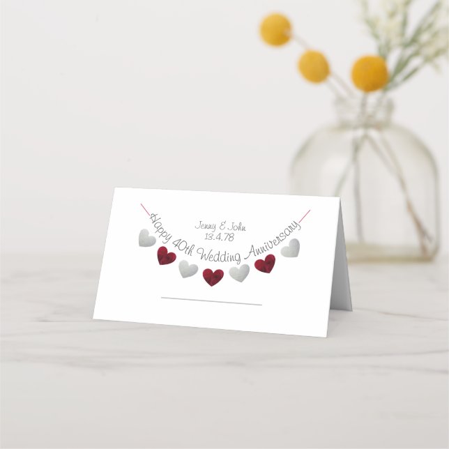 40e anniversaire du Mariage Cartes cardiaques Ruby (Devant)