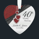 ⭐ 40e anniversaire du Mariage Conception<br><div class="desc">⭐ ⭐ ⭐ ⭐ 5 Star Review. 🥇 UN DESIGN D'ART ORIGINAL DE DROIT D'AUTEUR DE Donna Siegrist SEULEMENT DISPONIBLE SUR ZAZZLE! 40ème, 52ème ou 80ème anniversaire de Ruby Mariage Gardez l'ornement de conception prêt pour vous à personnaliser. Peut aussi être utilisé pour d'autres occasions comme un anniversaire, l'amitié, un...</div>