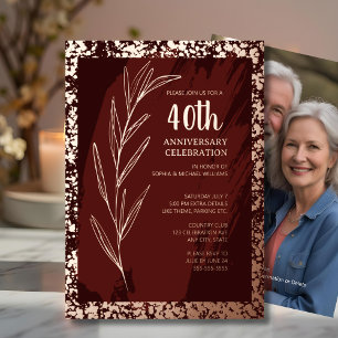 40e anniversaire du Mariage Invitations Art unique