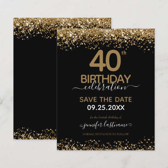 40e anniversaire Enregistrer la date Invitation bu (Devant / Derrière)
