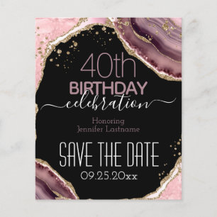 40e anniversaire Enregistrer la date Pink Agate Bu