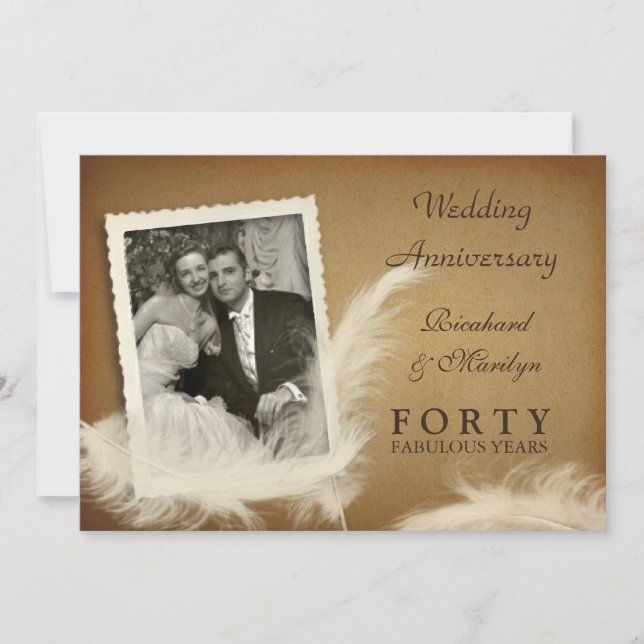 40e anniversaire Fancy Vintage Photo Invitations (Devant)