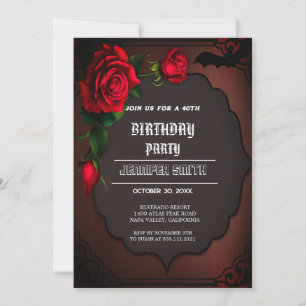 40e anniversaire fête gothique rouge Invitation