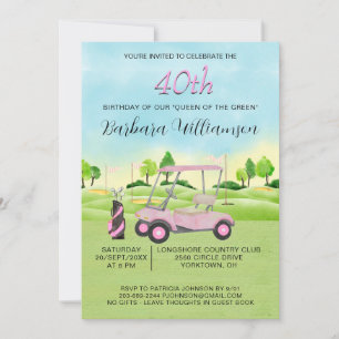 40e Anniversaire Fête Lady Golfer Thème Invitation