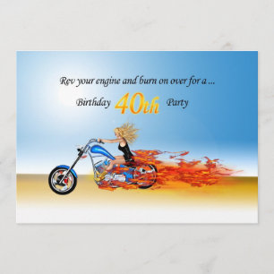 40e anniversaire Flaming moto party invitation