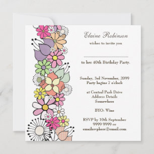 40e anniversaire Floral Numéro 40 Invitation perso