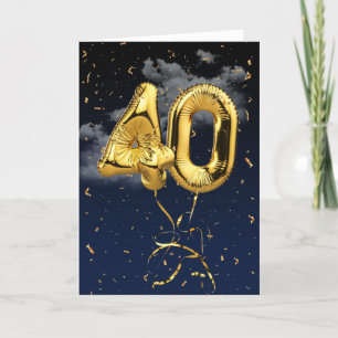 40e Anniversaire Gold Mylar Balloon et carte Confe