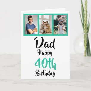 40e anniversaire heureux papa photo collage carte