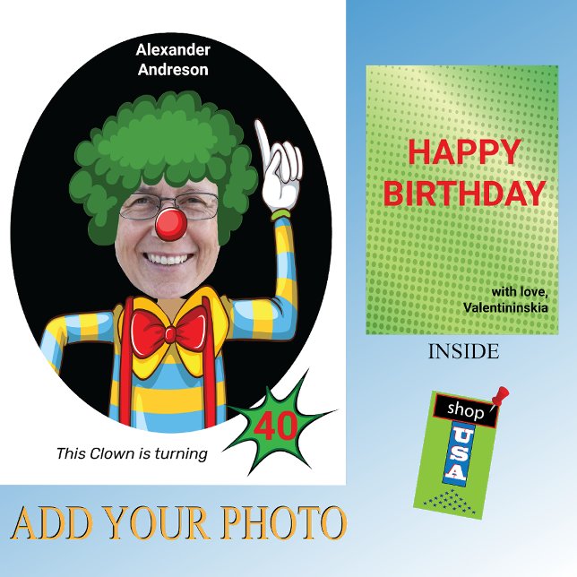 40e Anniversaire 🎈 Hilarious Clown Card (Créateur téléchargé)