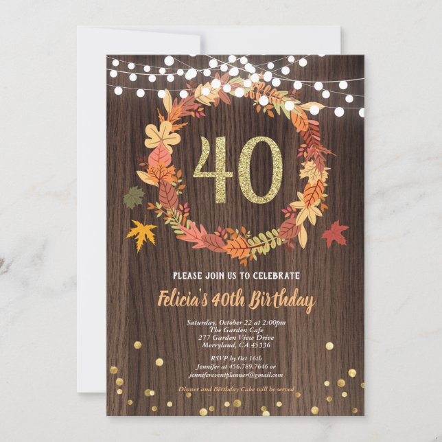40e anniversaire Invitation à l'automne de Thanksg (Devant)