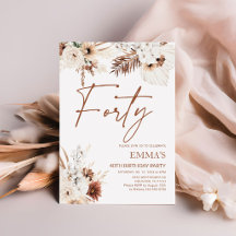 40e anniversaire Invitation Boho Pampas