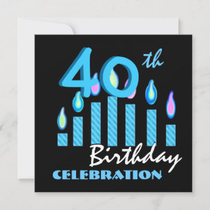 40e anniversaire Invitation Bougies bleues