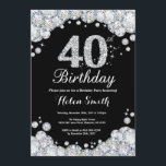 40e anniversaire Invitation Chalkboard Silver Diam<br><div class="desc">Invitation du 40e anniversaire. Arrière - plan de tableau de bord diamant en pierre d'argent. Élégant invitation de Bassorh Anniversaire. Noir et blanc. Anniversaire adulte. Femmes Anniversaire. Hommes Anniversaire. Pour plus de personnalisation,  cliquez sur le bouton "Customiser" et utilisez notre outil de conception pour modifier ce modèle.</div>