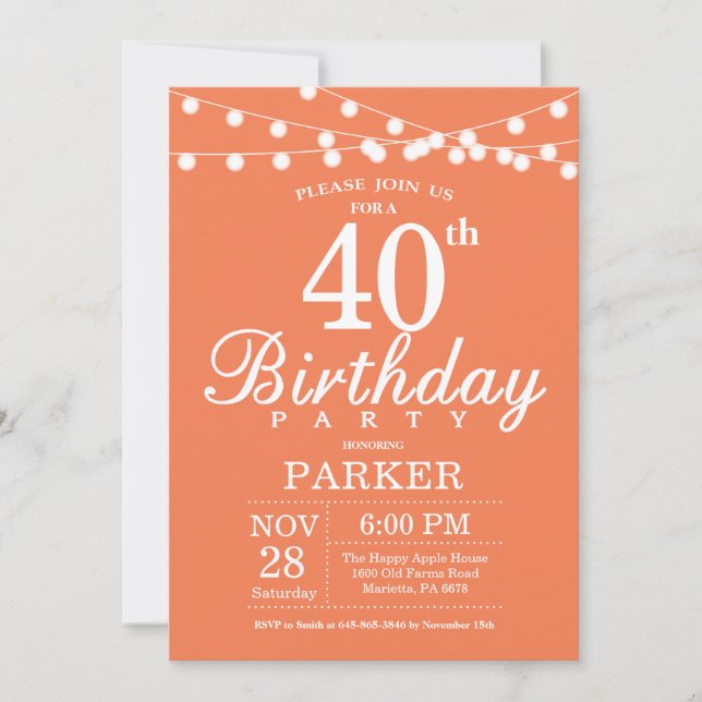 40e anniversaire Invitation Coral (Devant)