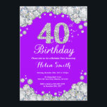 40e anniversaire Invitation Diamant mauve et argen<br><div class="desc">40e Invitation d'anniversaire. Diamant de rhinestone mauve et argenté. Élégant invitation du Bassin d'Anniversaire. Anniversaire adulte. Les femmes,  anniversaire. Hommes Anniversaire.
Pour plus de personnalisation,  cliquez sur le bouton "Customiser" et utilisez notre outil de conception pour modifier ce modèle.</div>