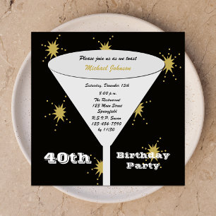 40e Anniversaire Invitation Gold 40e Toast