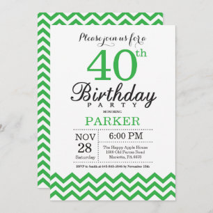 40e anniversaire Invitation Green Chevron