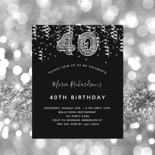 40e anniversaire invitation léopard noir argent