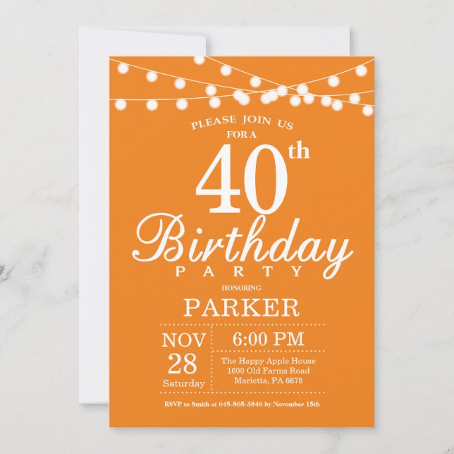 40e anniversaire Invitation Orange (Devant)