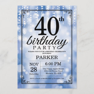 40e anniversaire Invitation Parties scintillant bl