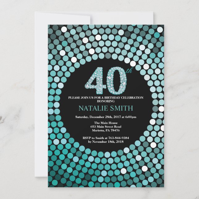 40e anniversaire Invitation Parties scintillant no (Devant)