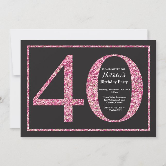 40e anniversaire Invitation Parties scintillant ro (Devant)