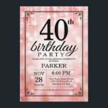 40e anniversaire Invitation Parties scintillant ro<br><div class="desc">Invitation à l'anniversaire du 40e anniversaire avec des lampes à cordes roses avec Arrière - plan à Parties scintillant rose. Anniversaire rose. Anniversaire adulte. Hommes ou femmes Anniversaire Invitation. 13e 15e 16e 18e 20e 21e 30e 40e 50e 60e 70e 80e 90e 100e, n'importe quel âge. Pour plus de personnalisation, cliquez...</div>
