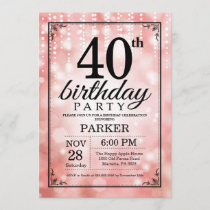 40e anniversaire Invitation Parties scintillant ro