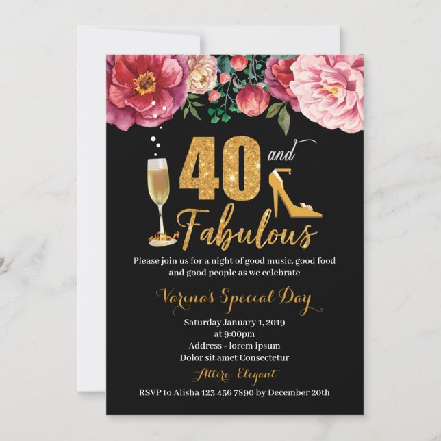 40e anniversaire Invitation pour les femmes (Devant)