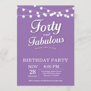 40e Anniversaire Invitation Purple Fabulous