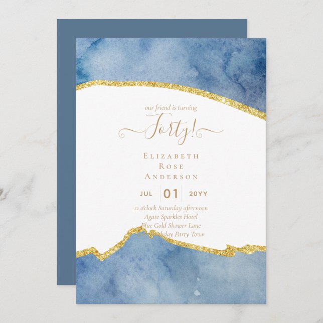 40e anniversaire Invitations Glamor Girly FUN mode (Devant / Derrière)