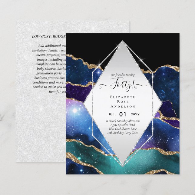 40e anniversaire Invitations Glamor Girly FUN mode (Devant / Derrière)