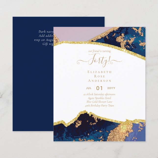 40e anniversaire Invitations Glamor Girly FUN mode (Devant / Derrière)