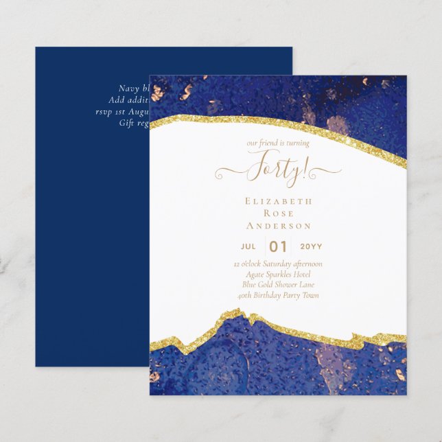 40e anniversaire Invitations Glamor Girly FUN mode (Devant / Derrière)