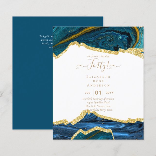 40e anniversaire Invitations Glamor Girly FUN mode (Devant / Derrière)