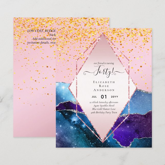 40e anniversaire Invitations Glamor Girly FUN mode (Devant / Derrière)
