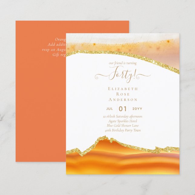 40e anniversaire Invitations Glamor Girly FUN mode (Devant / Derrière)