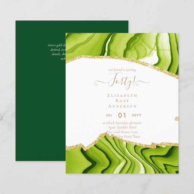 40e anniversaire Invitations Glamor Girly FUN mode (Devant / Derrière)