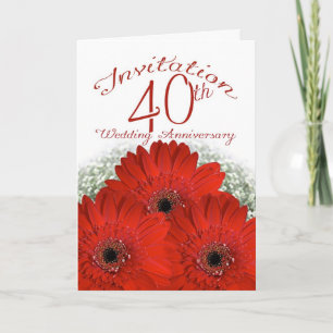 40e anniversaire mariage carte d'invitation - ruby